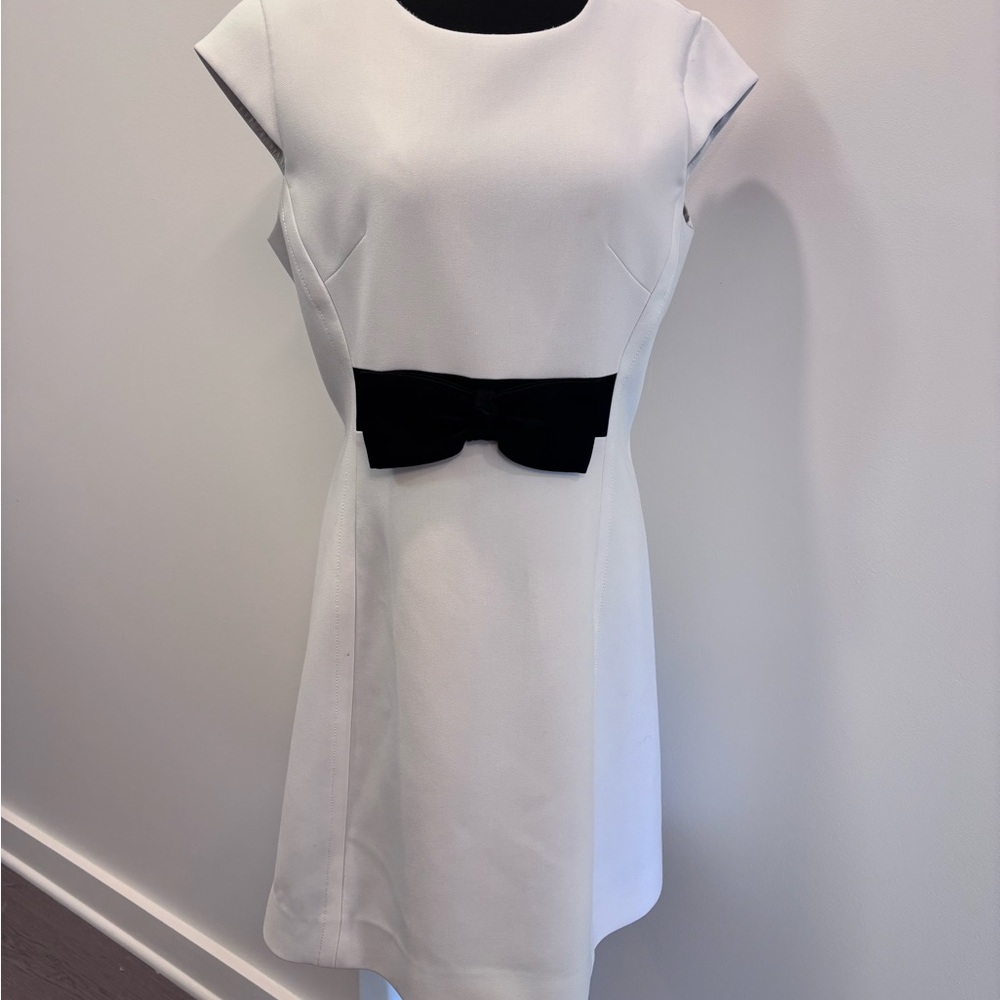 Kate Spade White Mini Dress with Black Bow